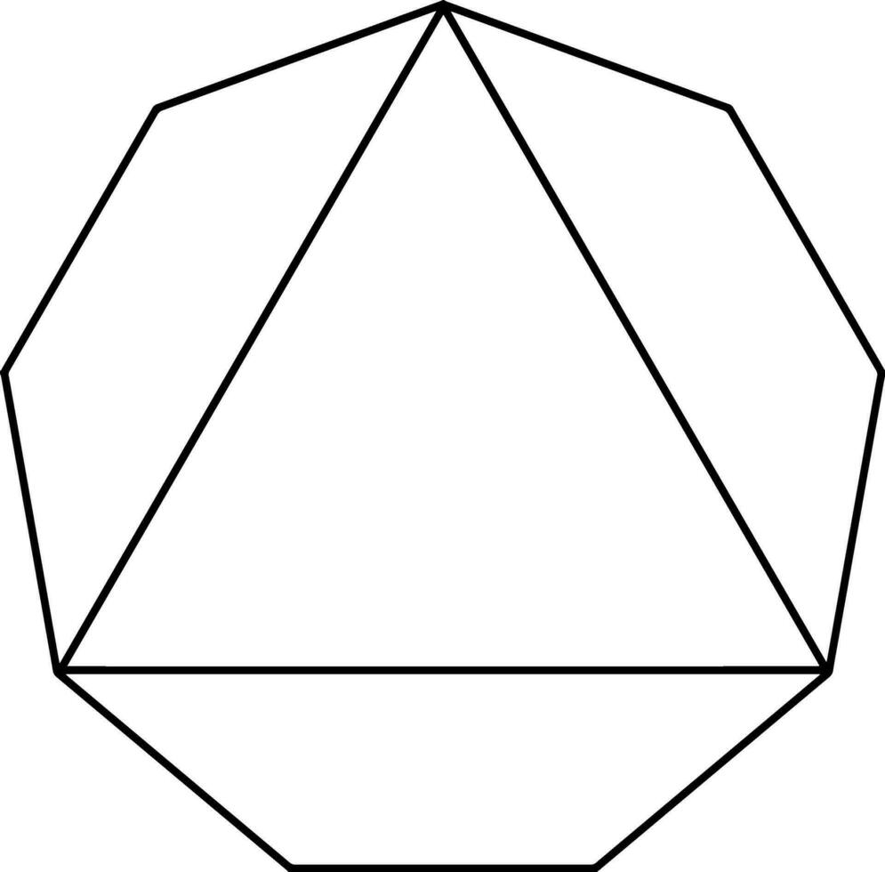 Triangle Inscribed in a Nonagon vintage illustration. vector