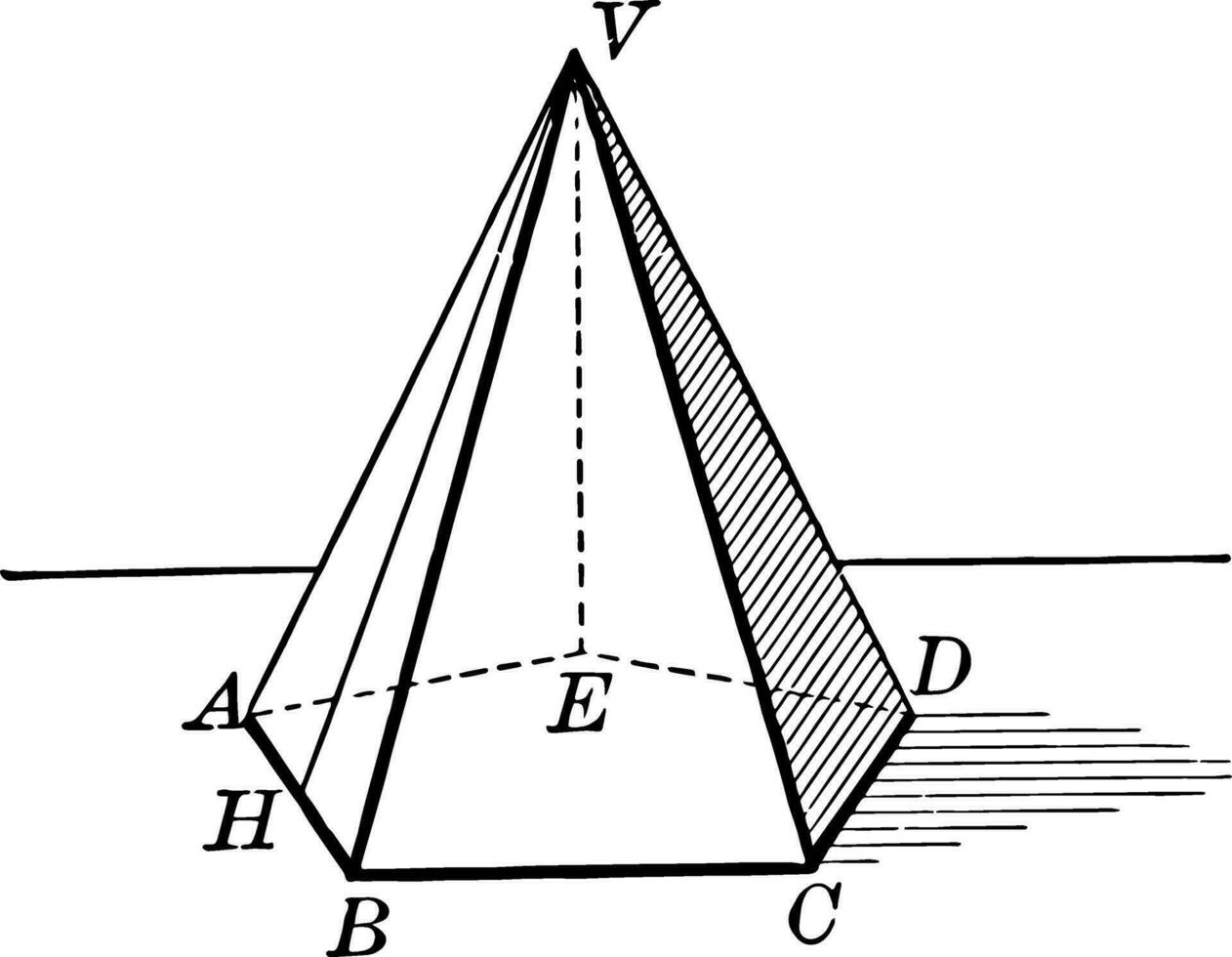 Frustum of Pentagonal Pyramid vintage illustration. vector