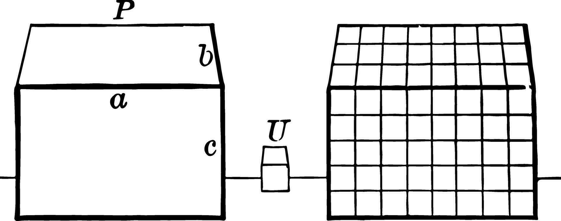 Rectangular Prisms Showing Volume vintage illustration. vector