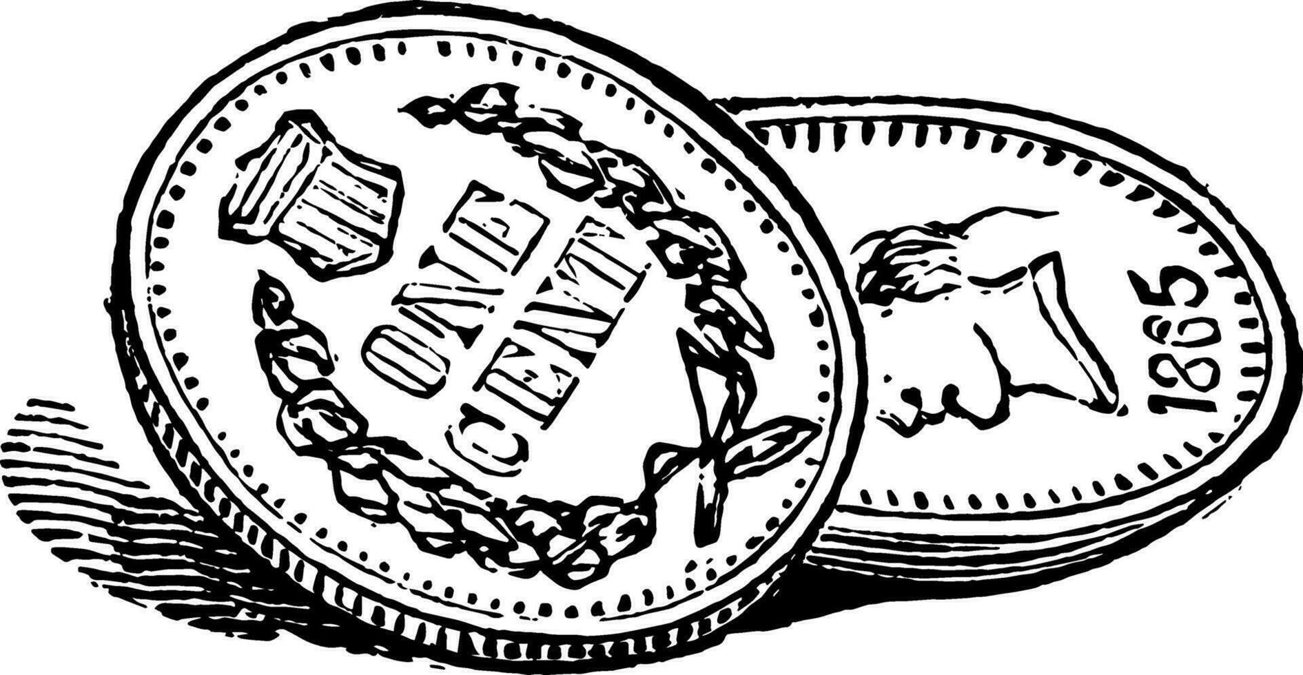 Pennies vintage illustration. vector