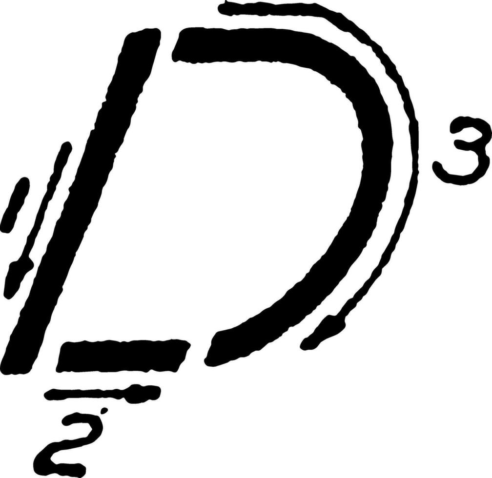 inclinado capital letra d, Clásico ilustración. vector
