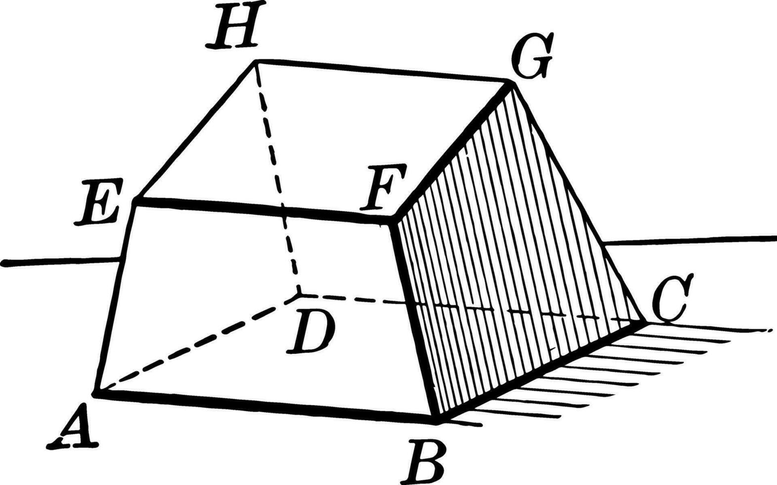 Hexahedron vintage illustration. vector