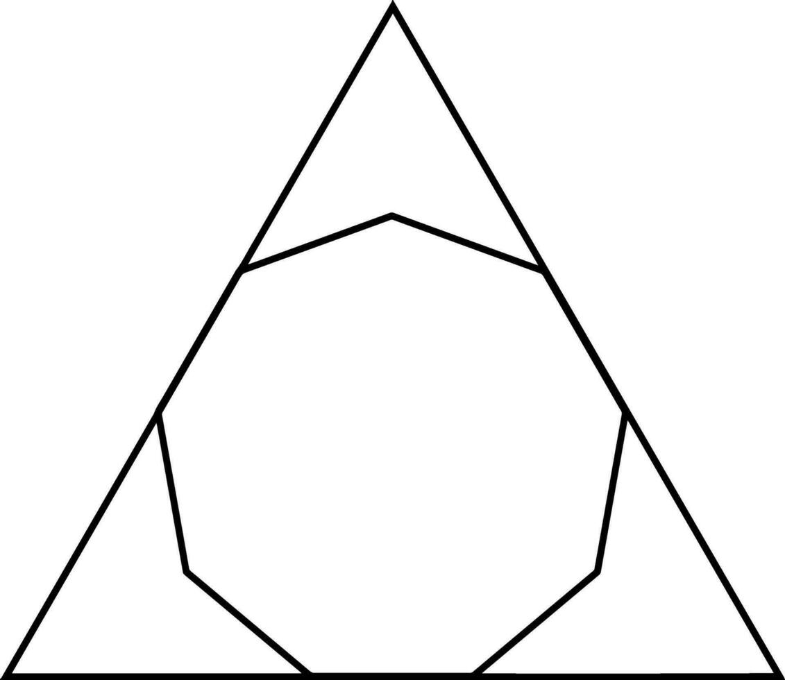 Nonagon Inscribed in a Triangle vintage illustration. vector