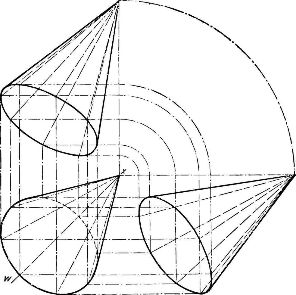 Projection Of Cone vintage illustration. vector