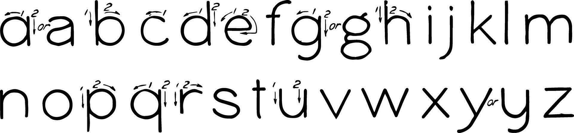 Single Stroke Vertical Lower Case Letters, vintage illustration. vector