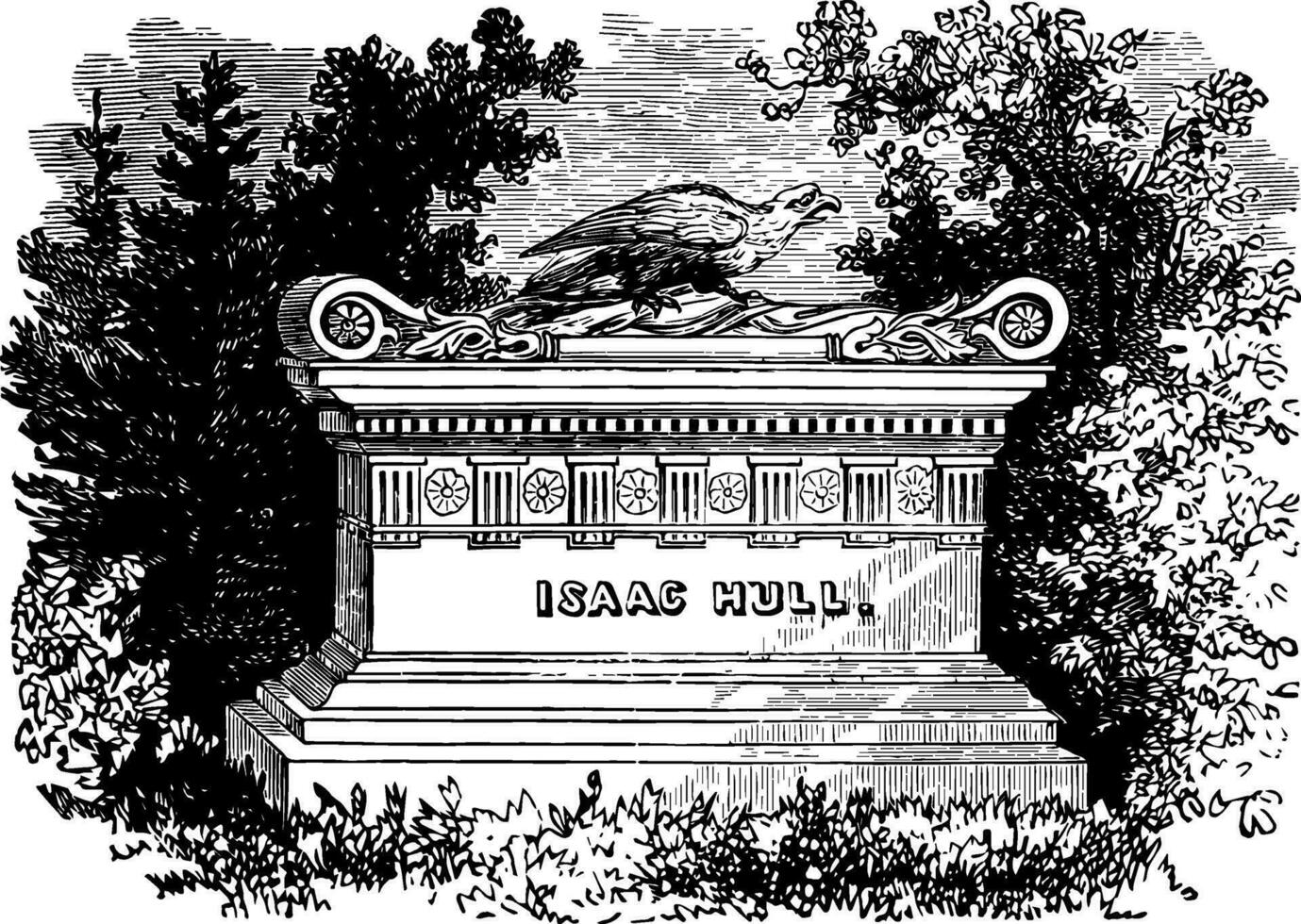 Isaac Hull's Monument vintage illustration vector