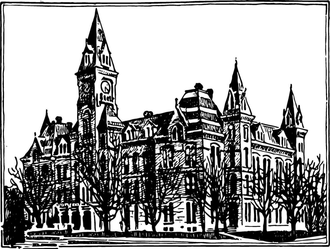 West Virginia Capitol Building vintage illustration vector