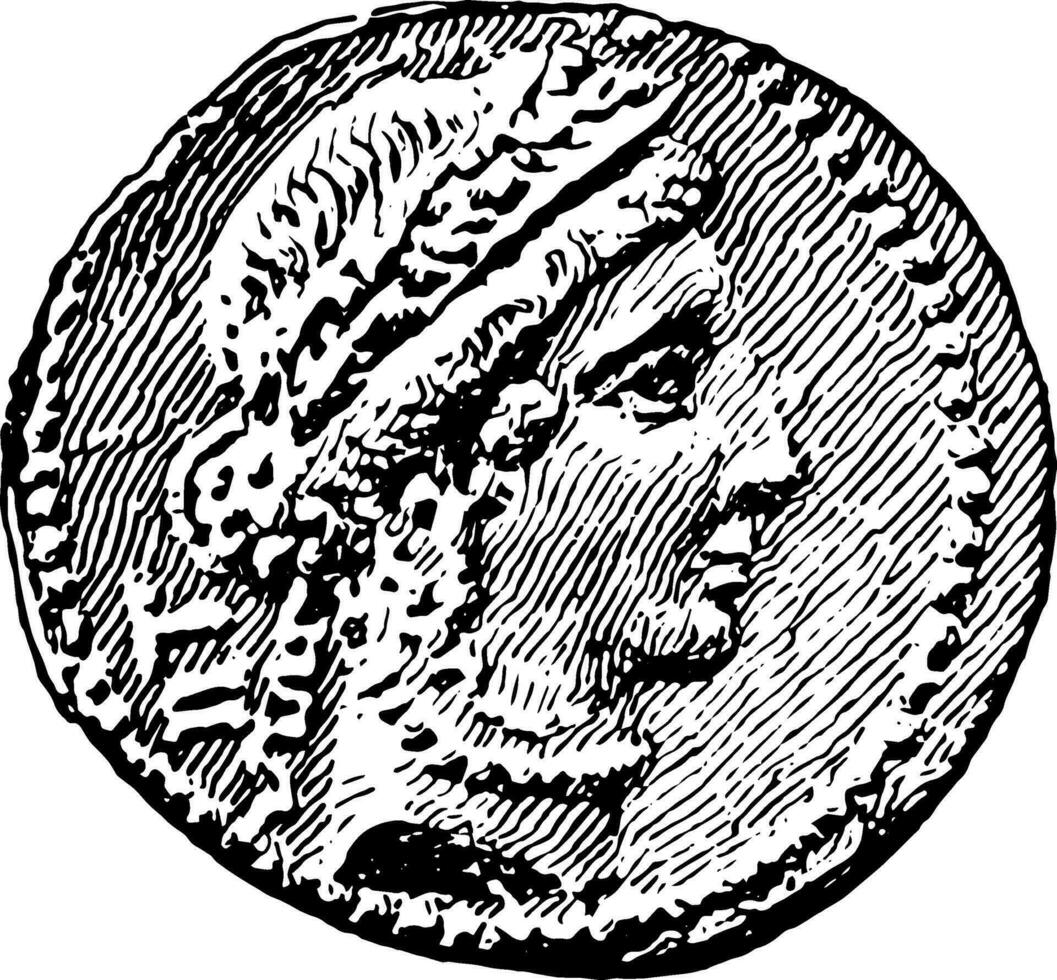 Coin of Csar vintage illustration. vector