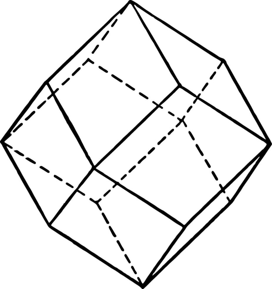 Dodecahedron vintage illustration. vector