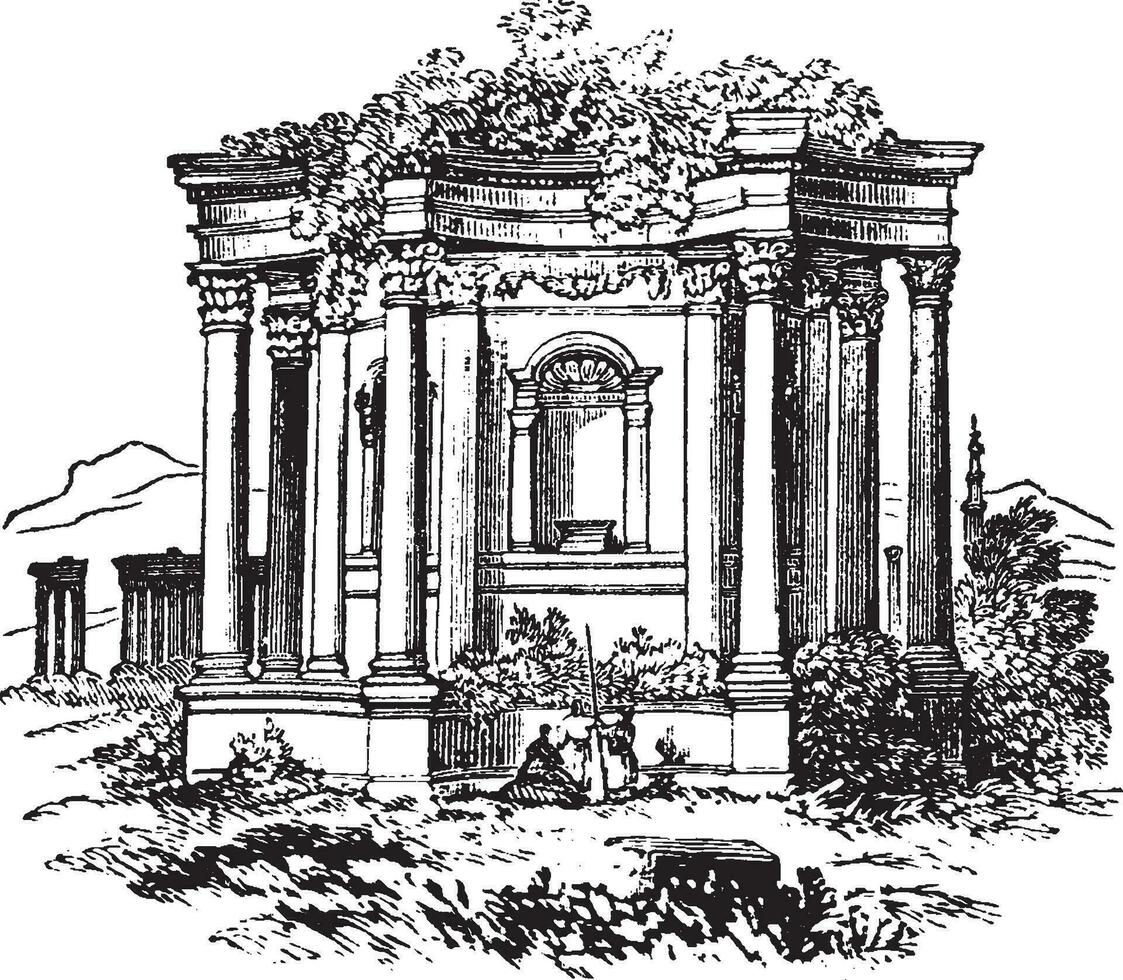 templo en palmira, Clásico ilustración. vector