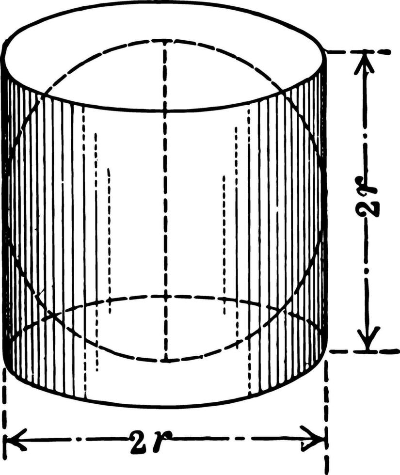Sphere Inside of Cylinder. vintage illustration. vector