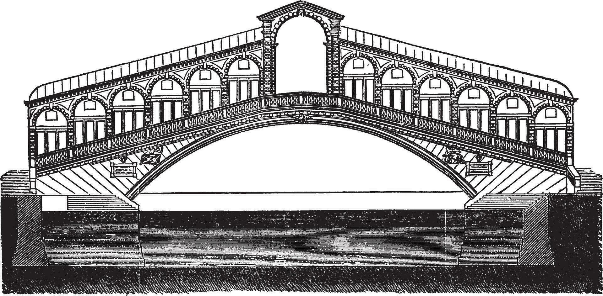 rialto puente, Clásico ilustración. vector