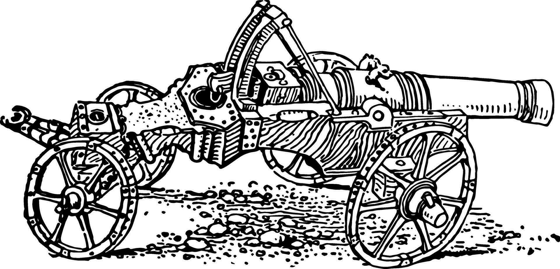 Serpentine Cannon, vintage illustration. vector