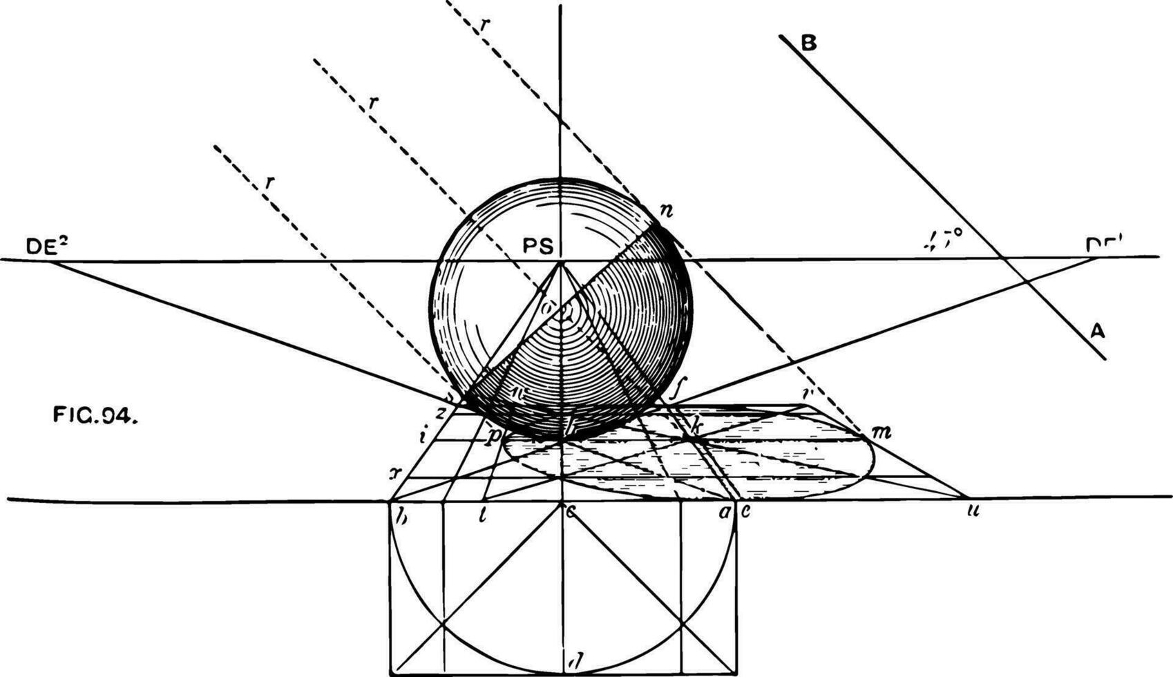 Shadows of Curvilinear Objects vintage illustration. vector