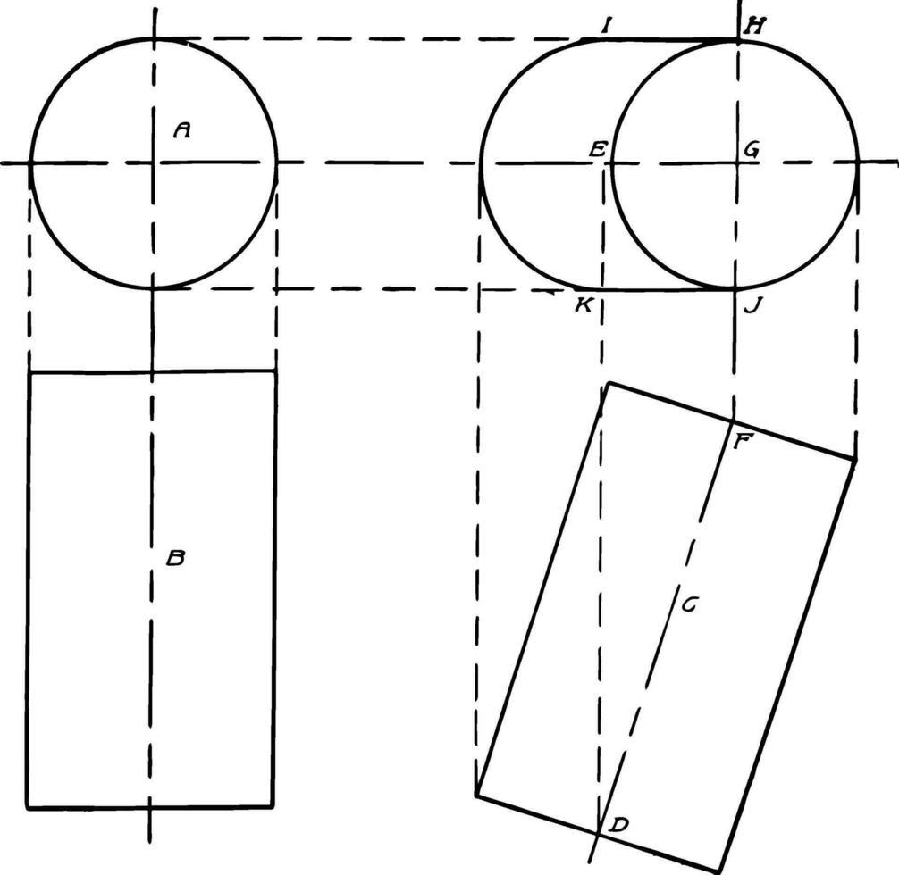 proyección de la ilustración vintage del cilindro. vector