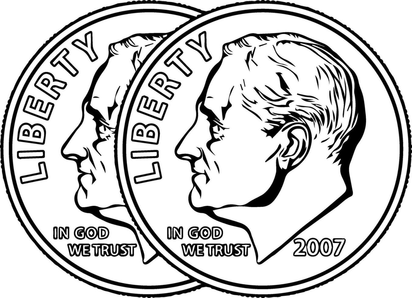 filas de monedas de diez centavos Clásico ilustración. vector