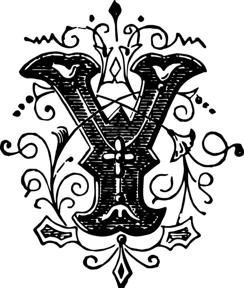 ornamental letra de y, Clásico ilustración. vector
