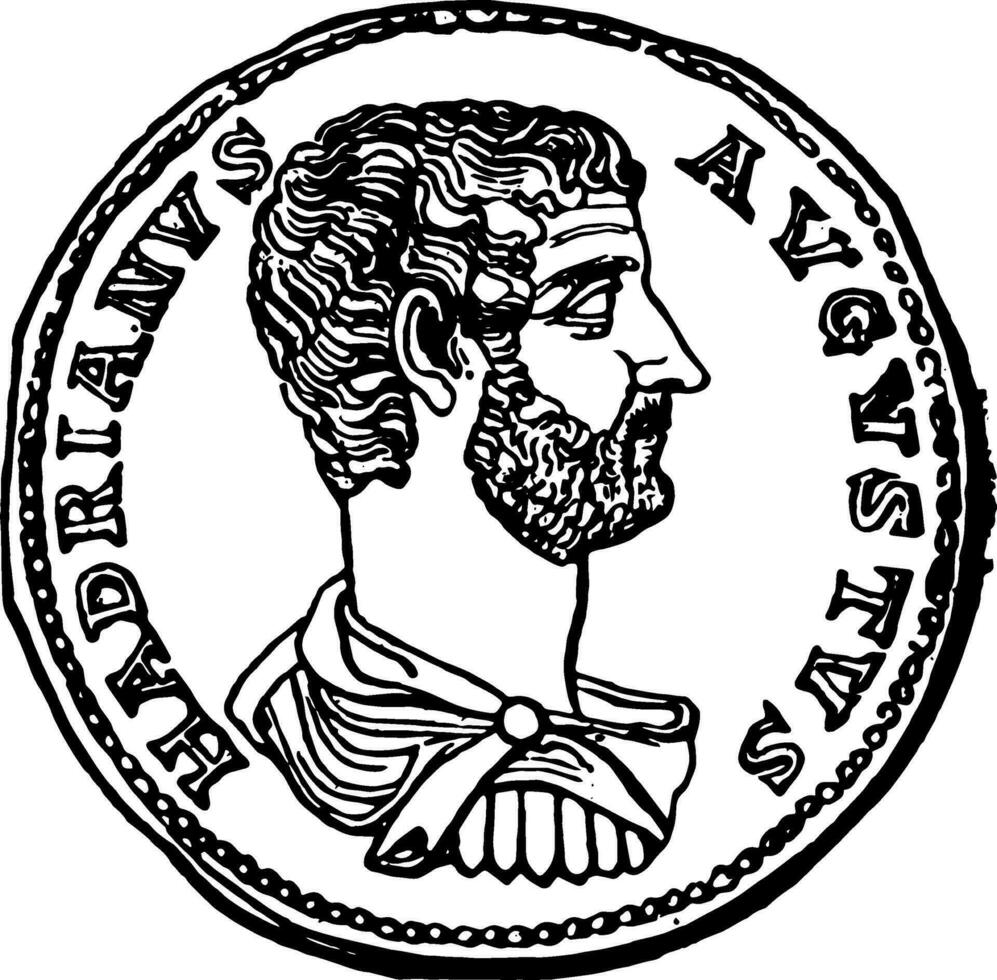 Hadrian, Coin of vintage illustration. vector