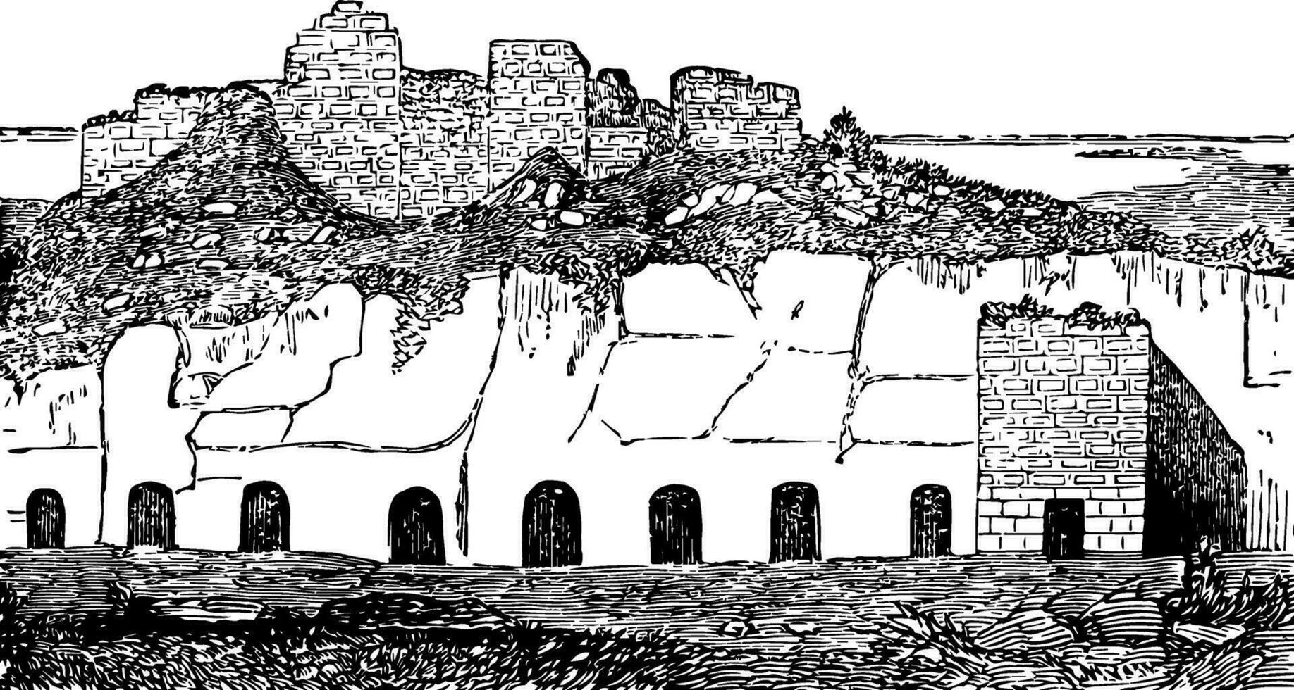 Fort Euryalus, vintage illustration. vector