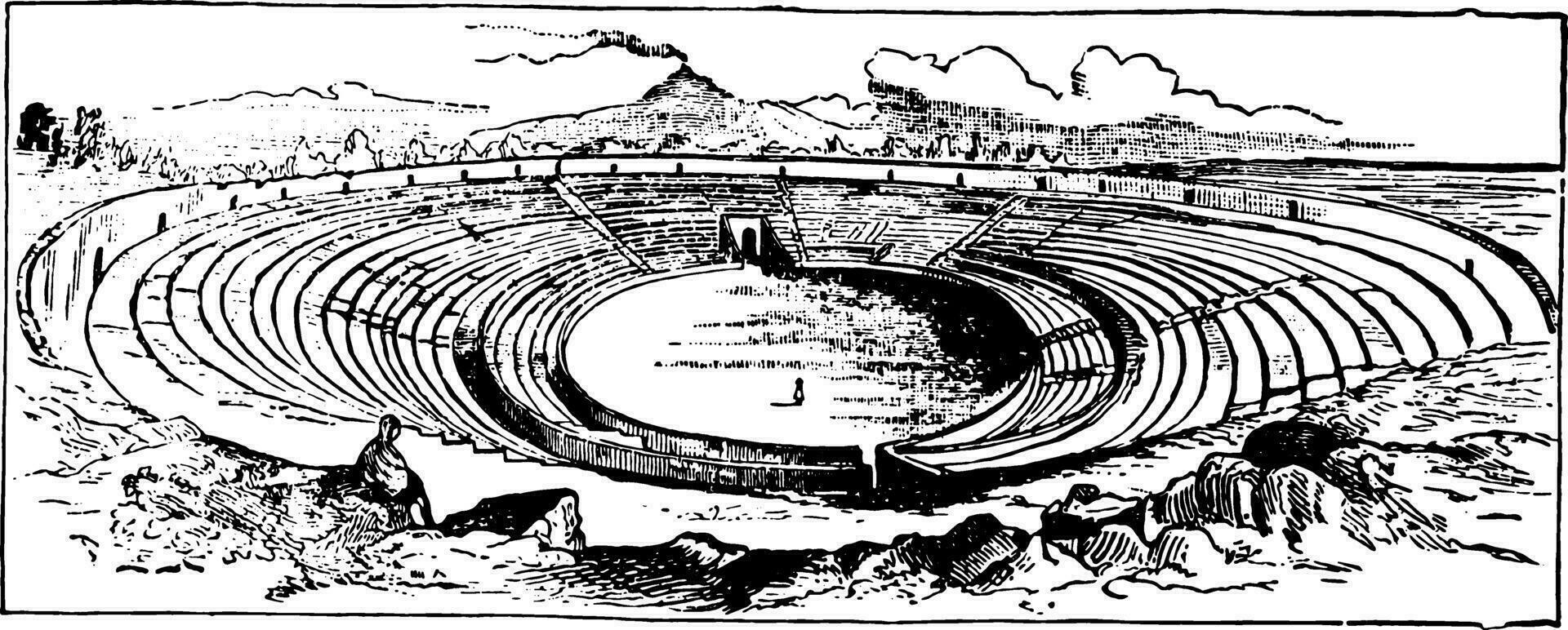 Pompeya anfiteatro Clásico ilustración. vector
