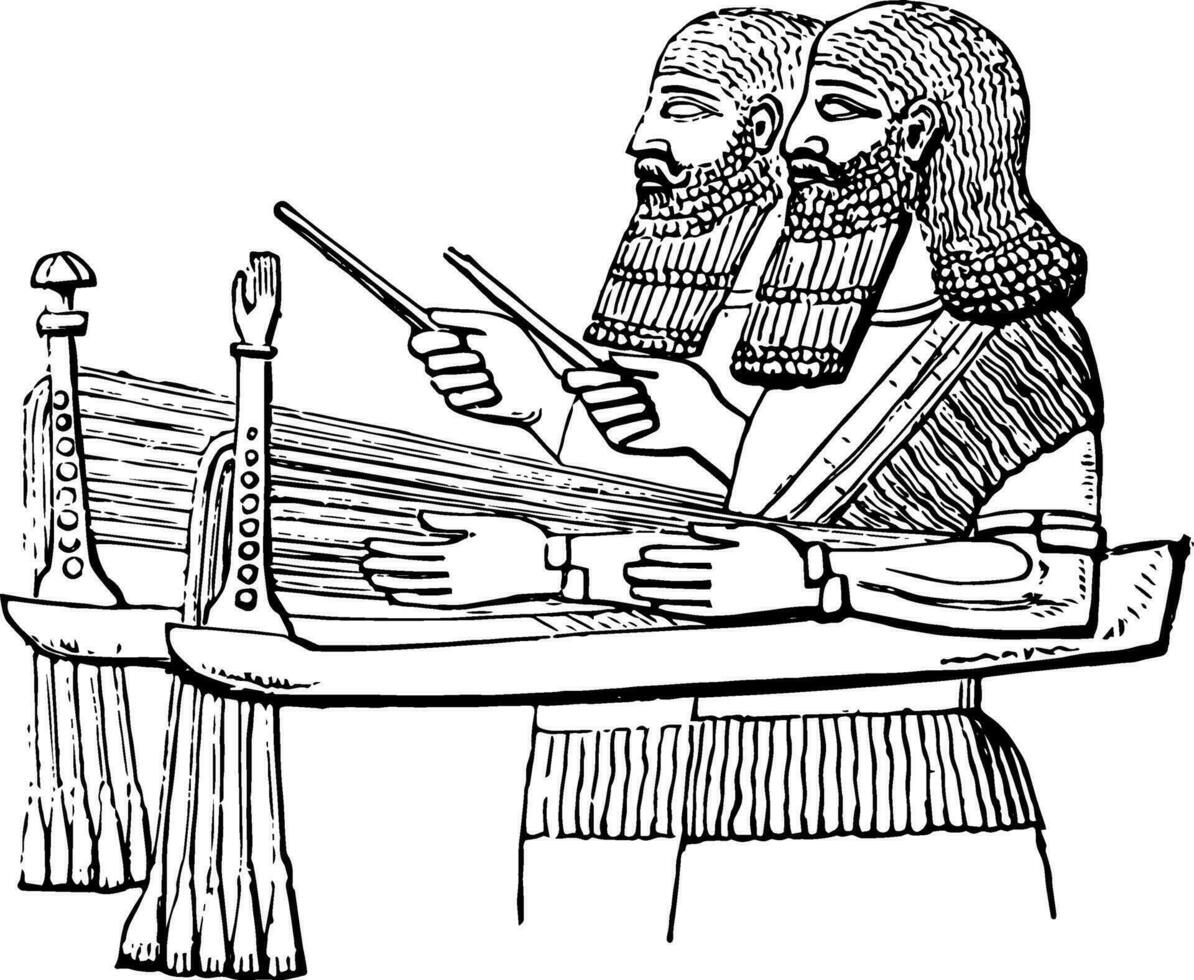Assyrian Sacbut, vintage illustration. vector