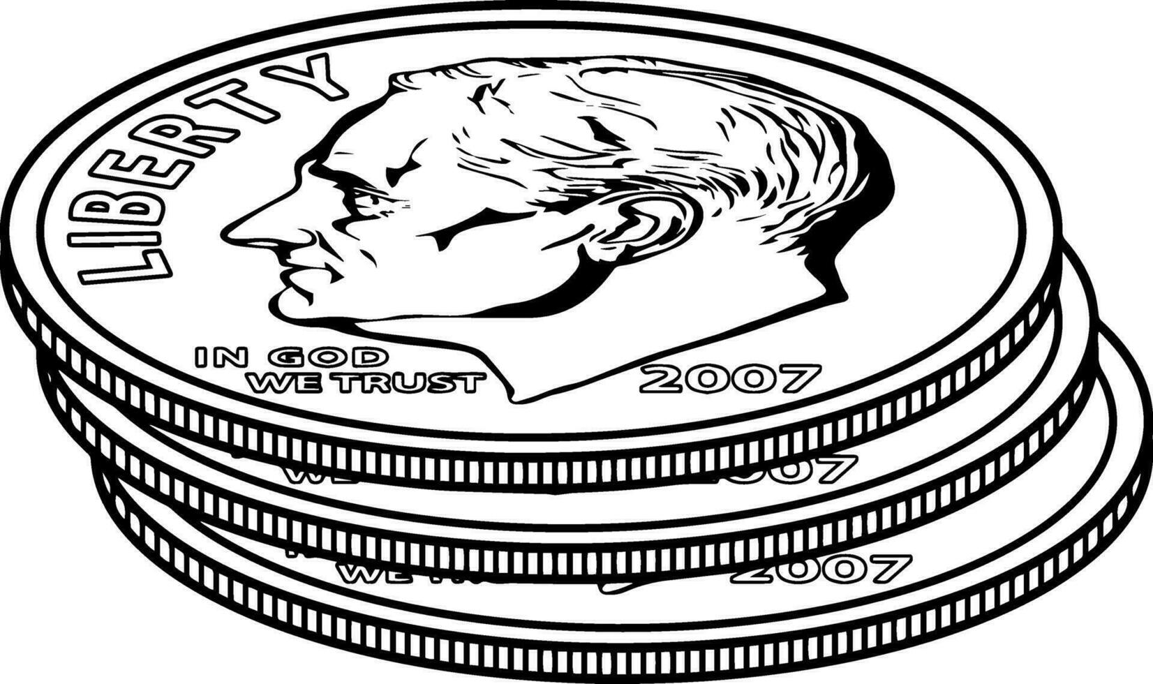 pilas de monedas de diez centavos Clásico ilustración. vector