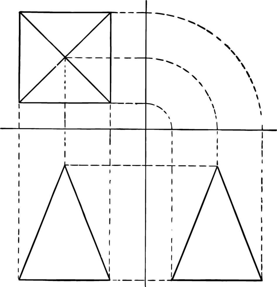 Square Pyramid vintage illustration. vector