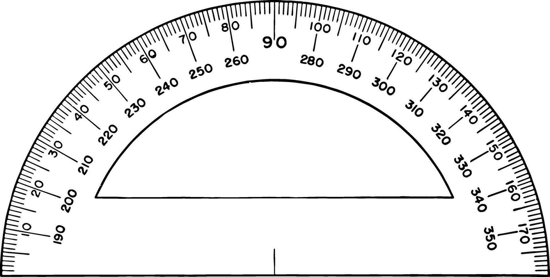 Semicircular Military Protractor vintage illustration. vector