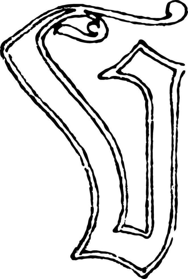 Old English of V, vintage illustration. vector