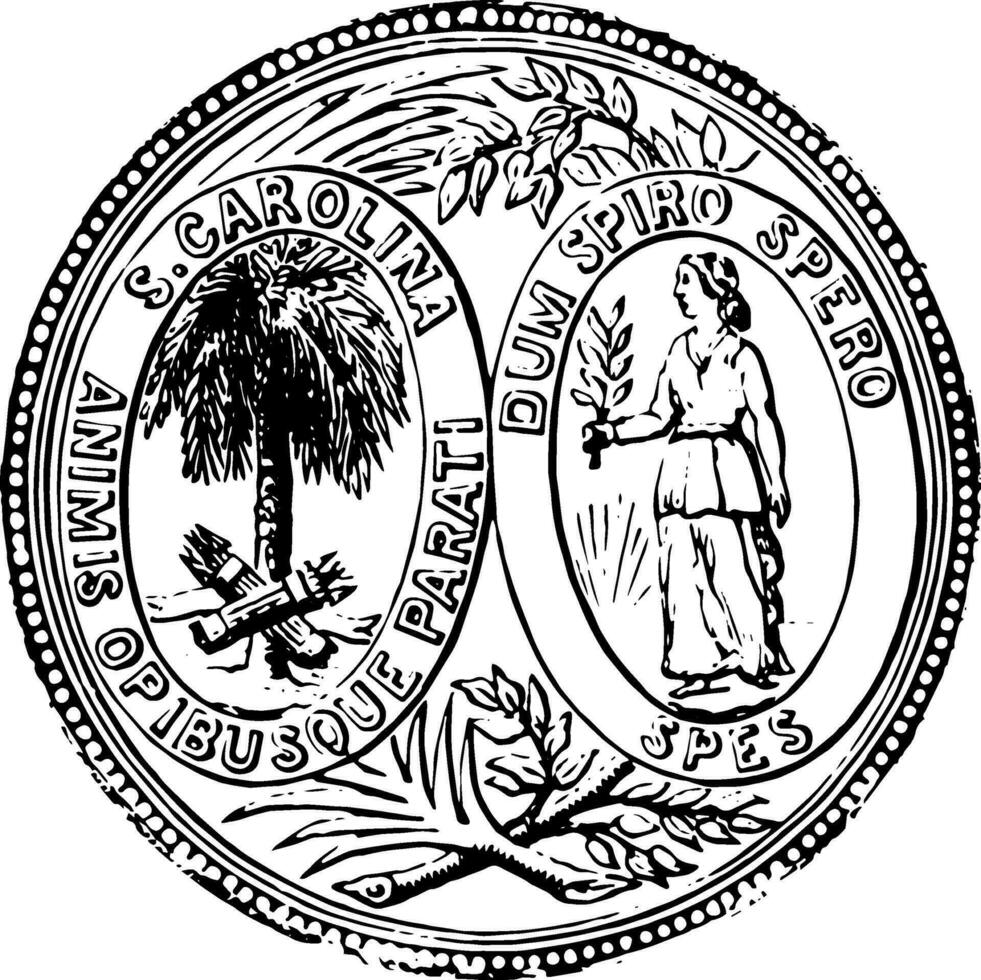 South Carolina Seal vintage illustration vector