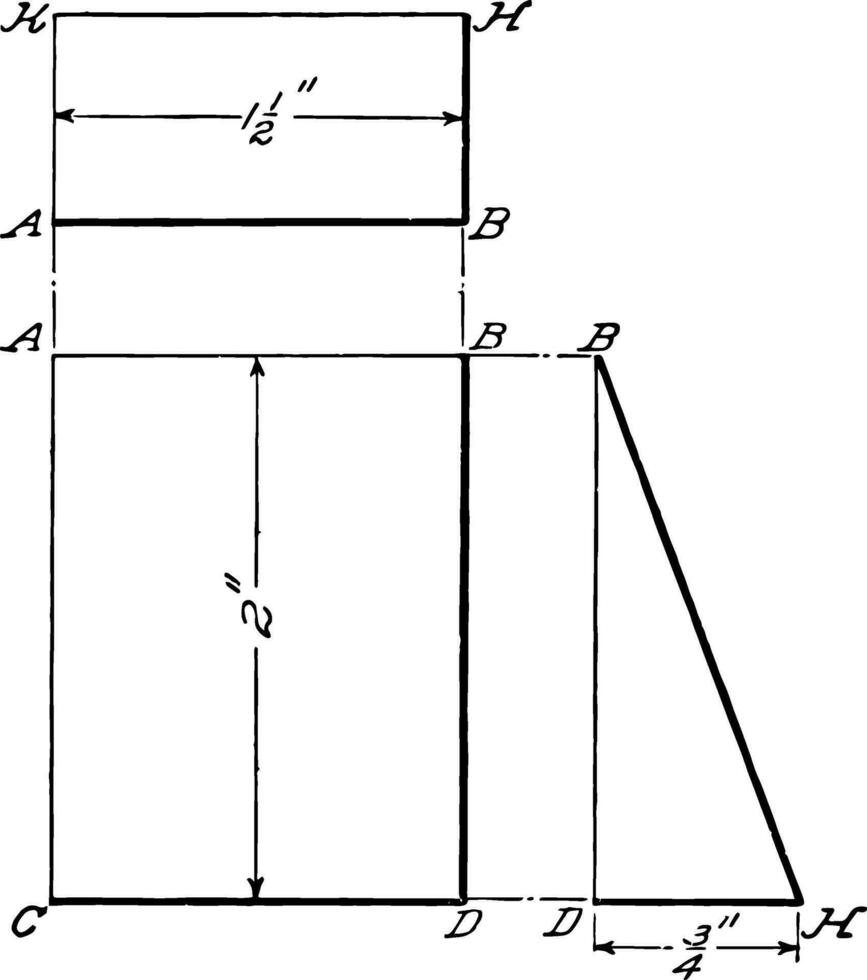 Projection Of Wedge vintage illustration. vector