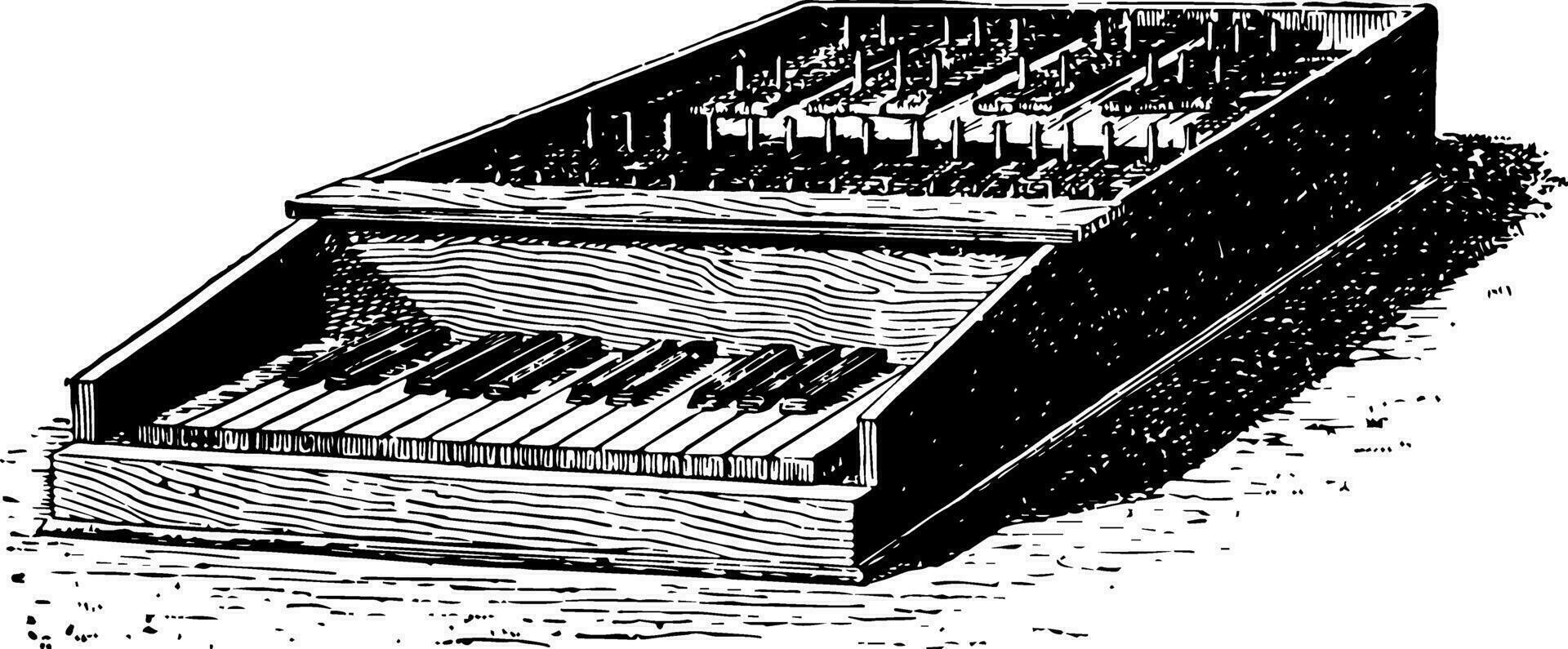 Carillon with Clavier, vintage illustration. vector