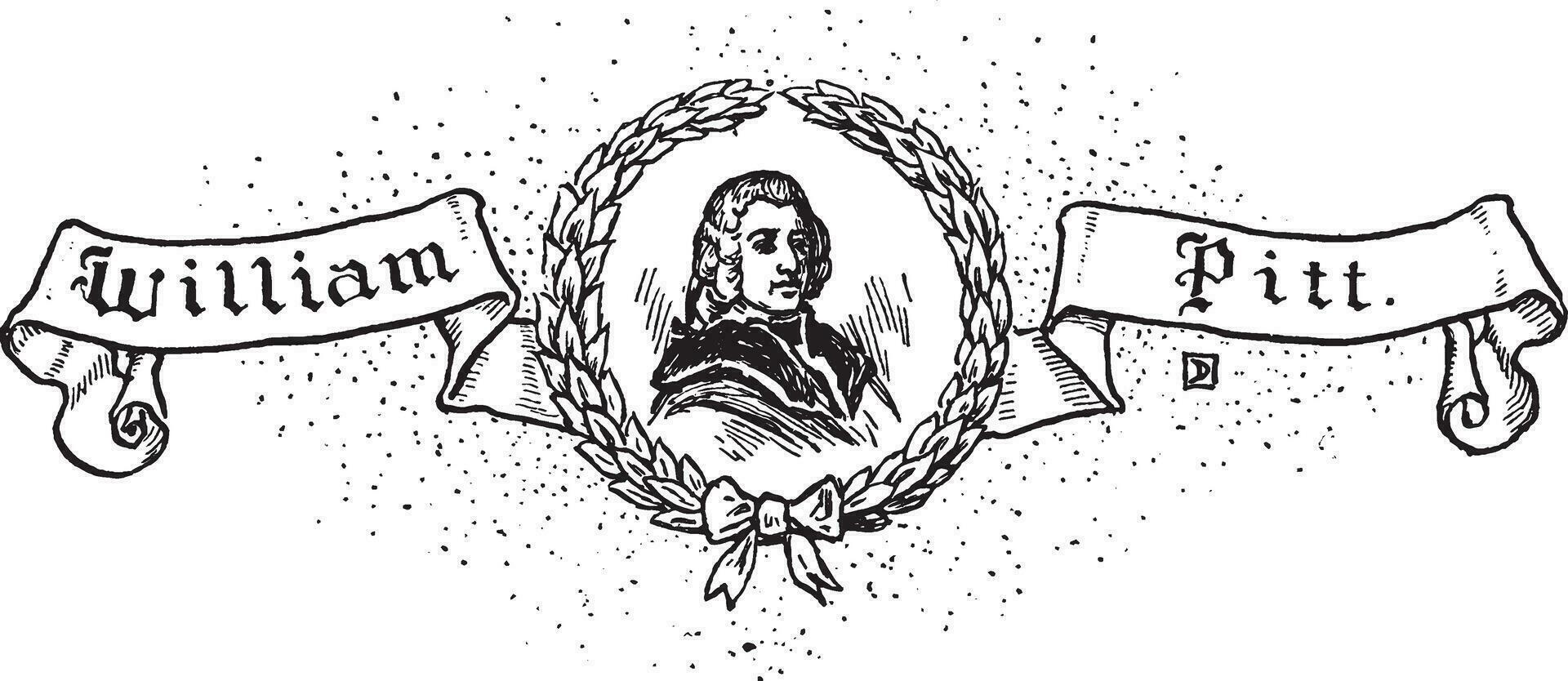 William Pitt,vintage illustration vector