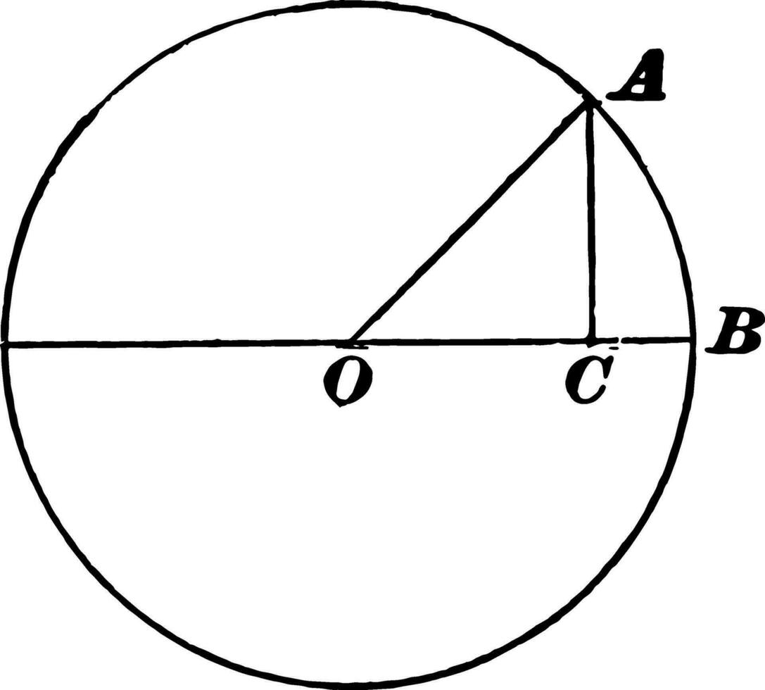 Trigonometry Triangle to Show Sine, Cosine, and Tangent
 vintage illustration. vector