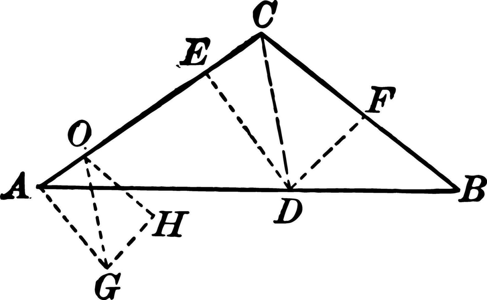Triangle With Segments vintage illustration. vector