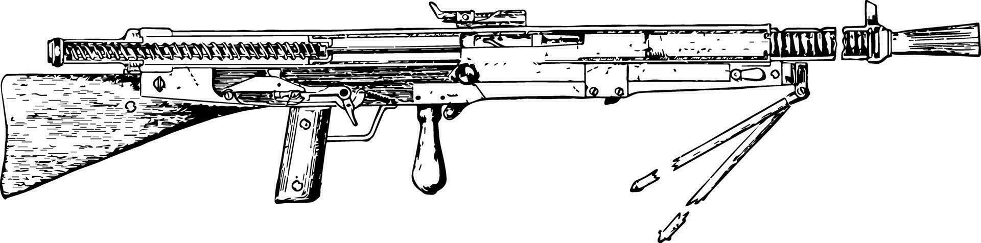 Chauchat Machine Rifle, vintage illustration. vector