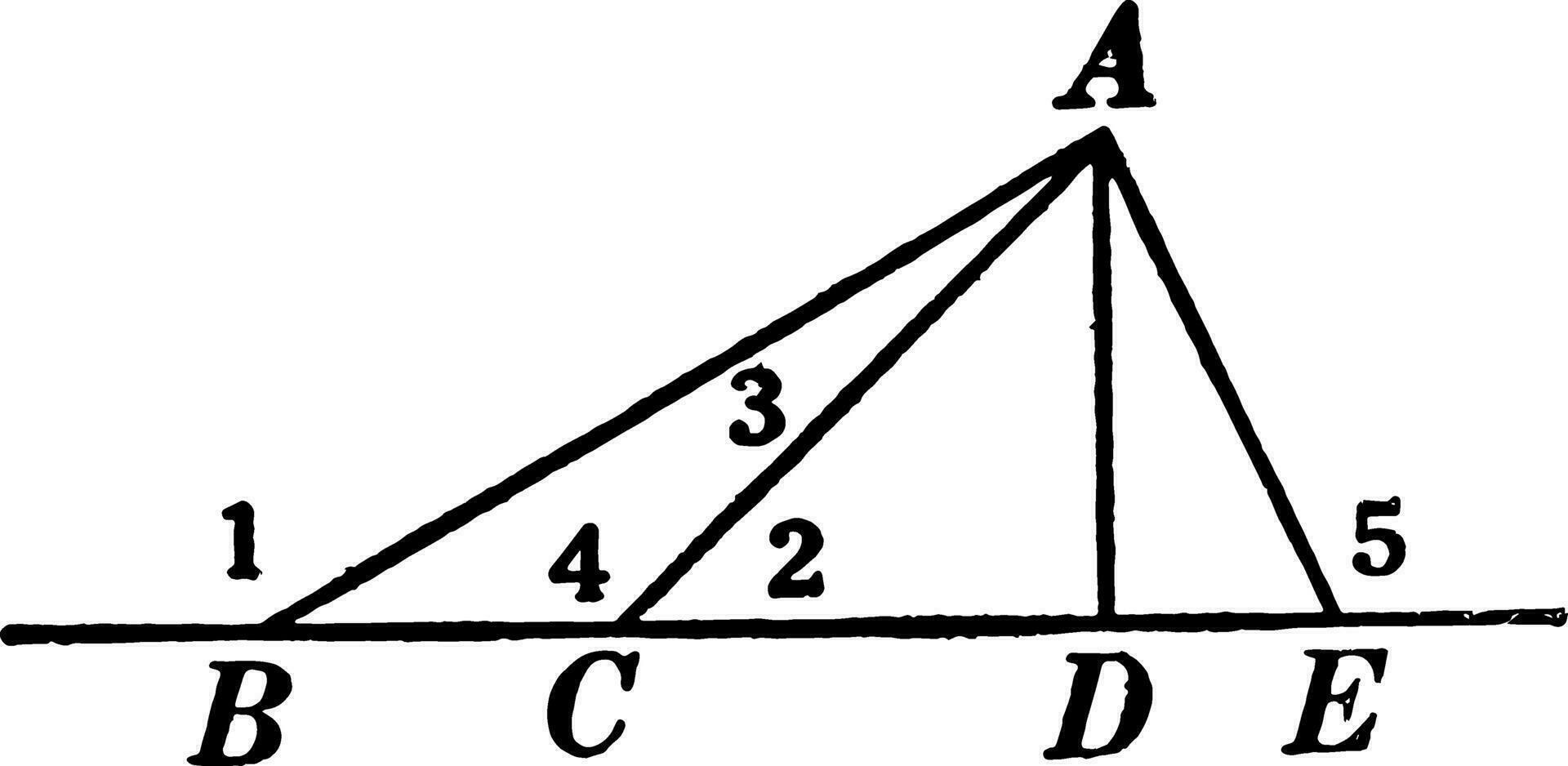 Segments and Angles in a Triangle vintage illustration. vector