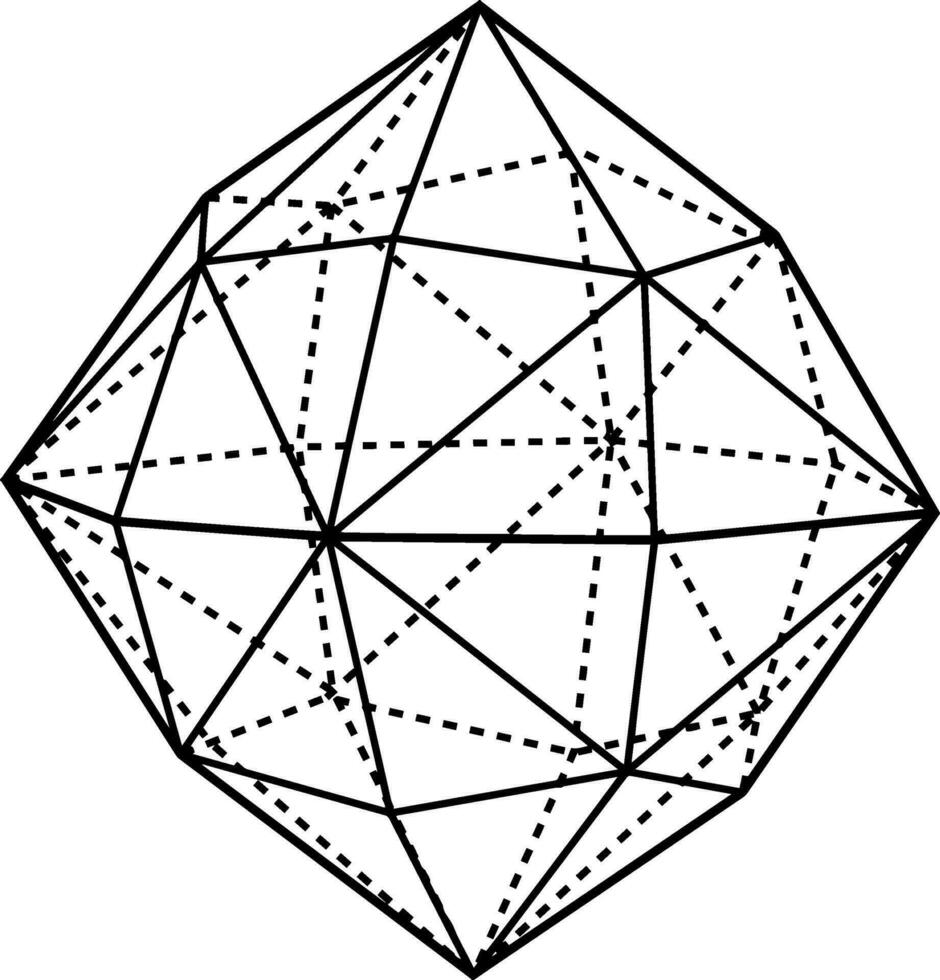 Hexakistetrahedron vintage illustration. vector