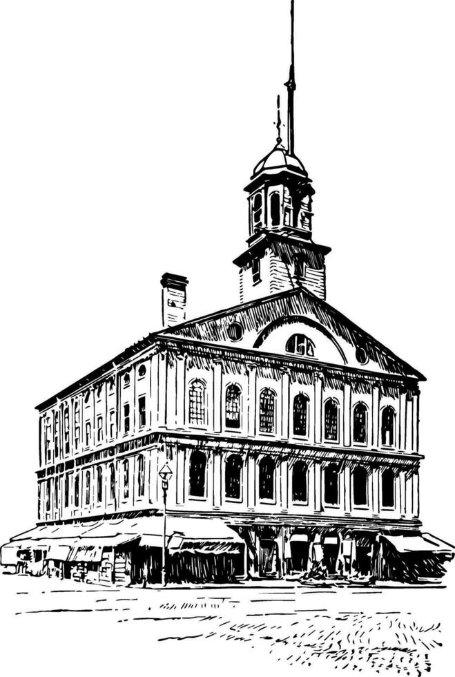 Faneuil Hall vintage illustration vector