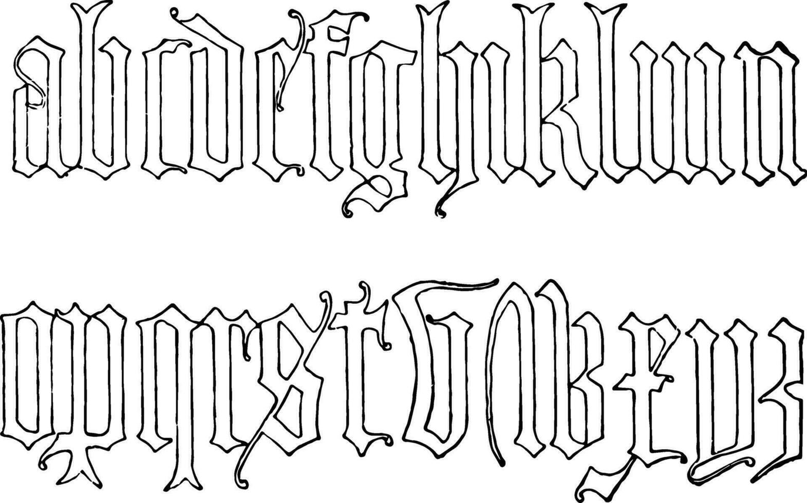 Lowercase Old English, vintage illustration. vector