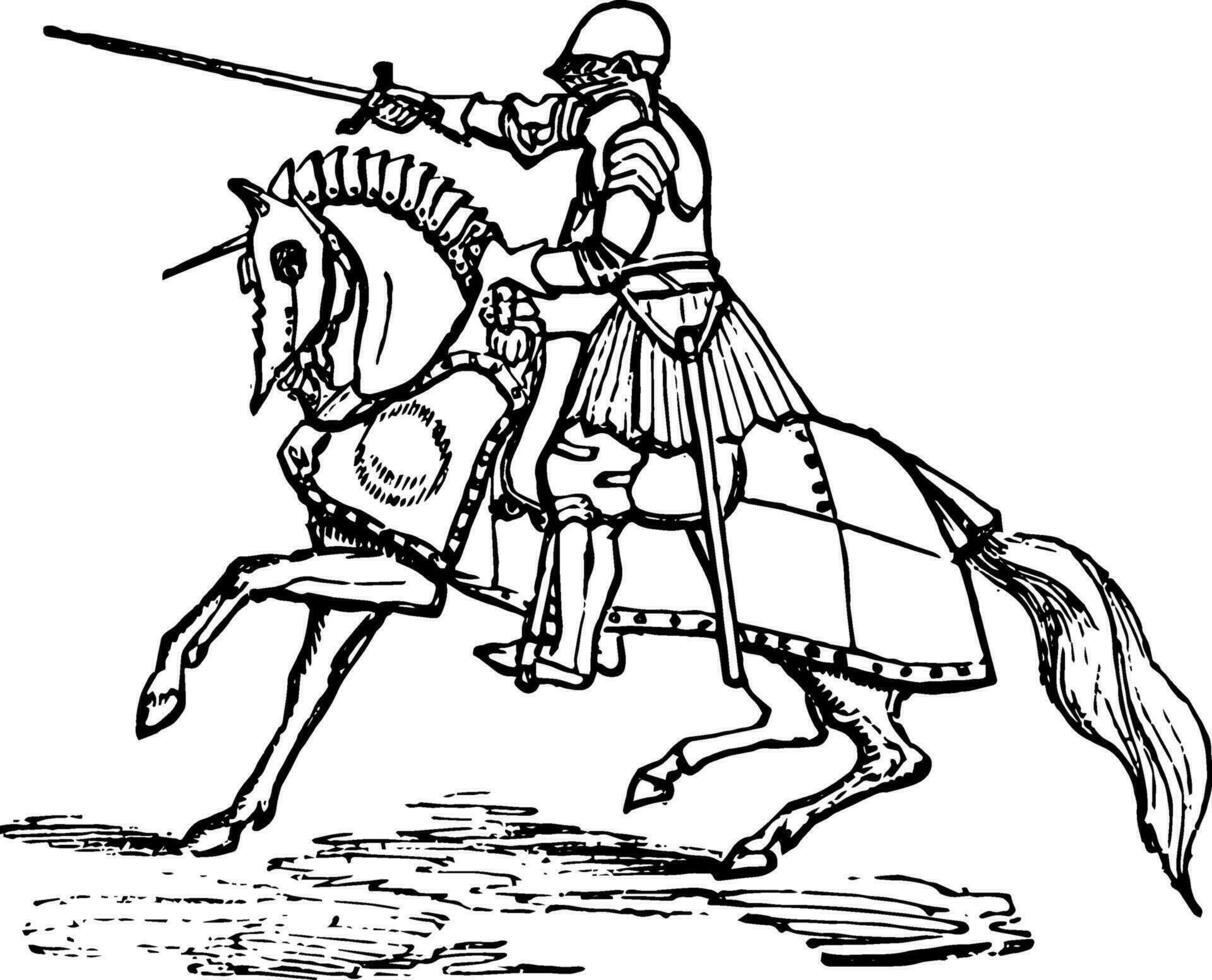 Suit of Armor, vintage illustration. vector