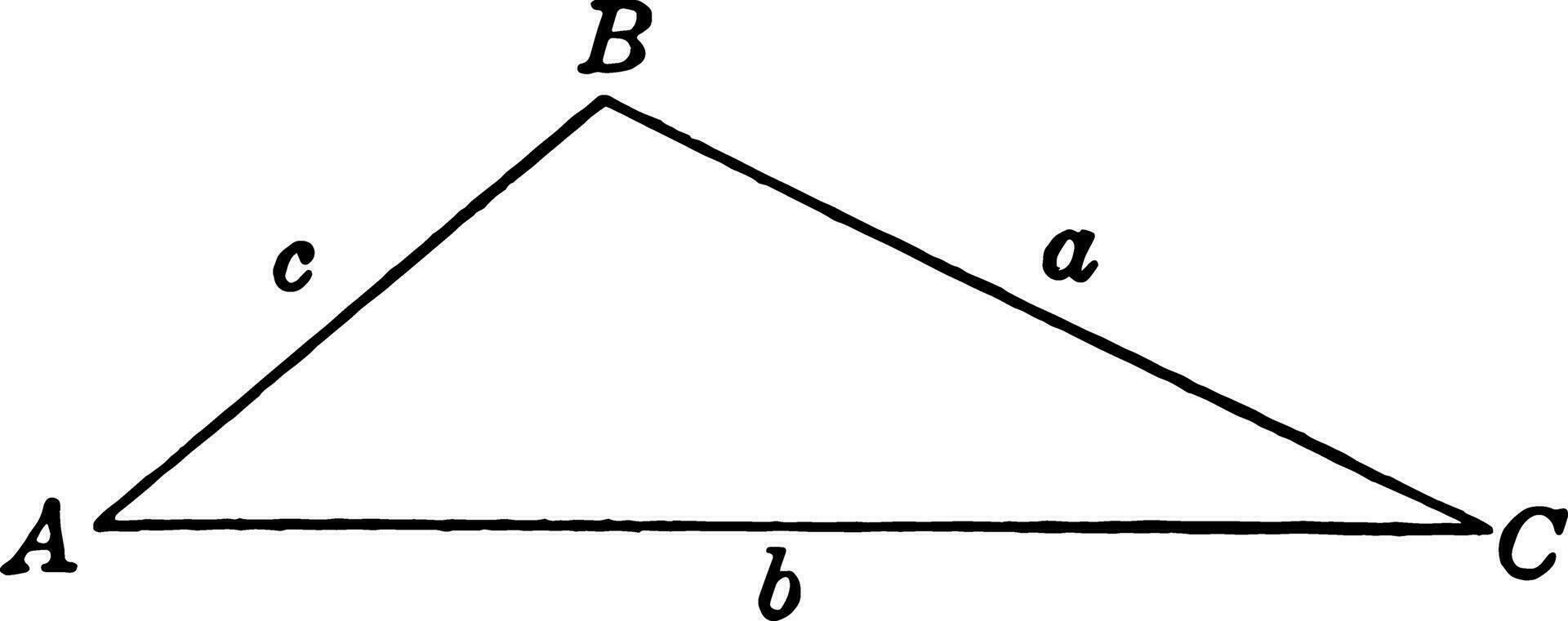 Obtuse Triangle ABC
 vintage illustration. vector