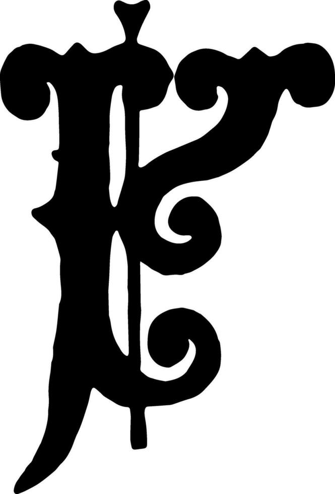 Medieval of X, vintage illustration. vector