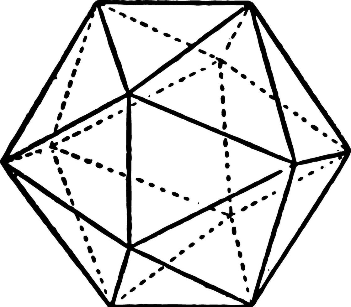 Combination of Pentagonal Dodecahedron and Octahedron vintage illustration. vector
