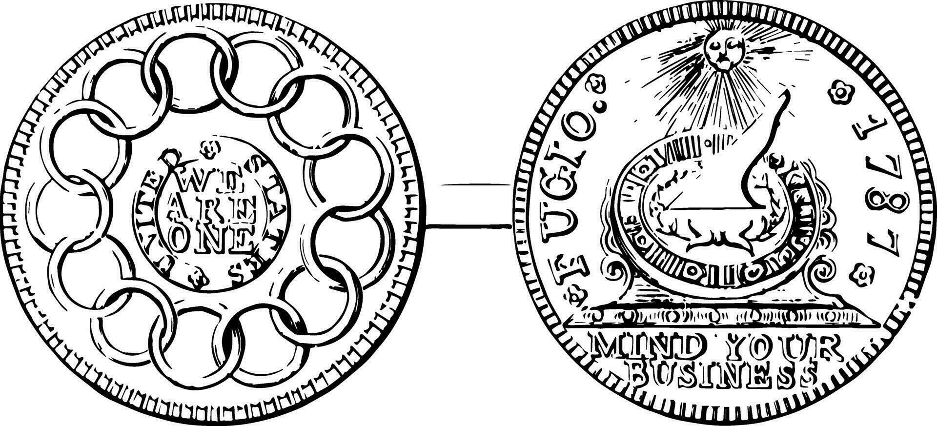 Franklin Penny vintage illustration. vector