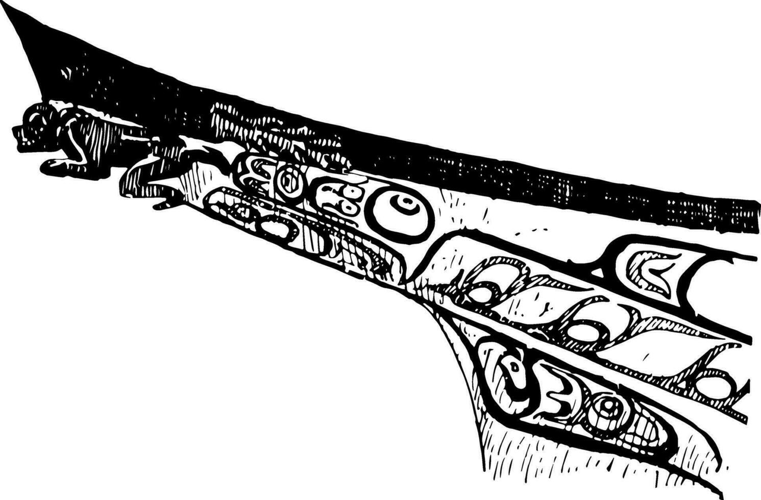 Alaskan War Canoe vintage illustration vector
