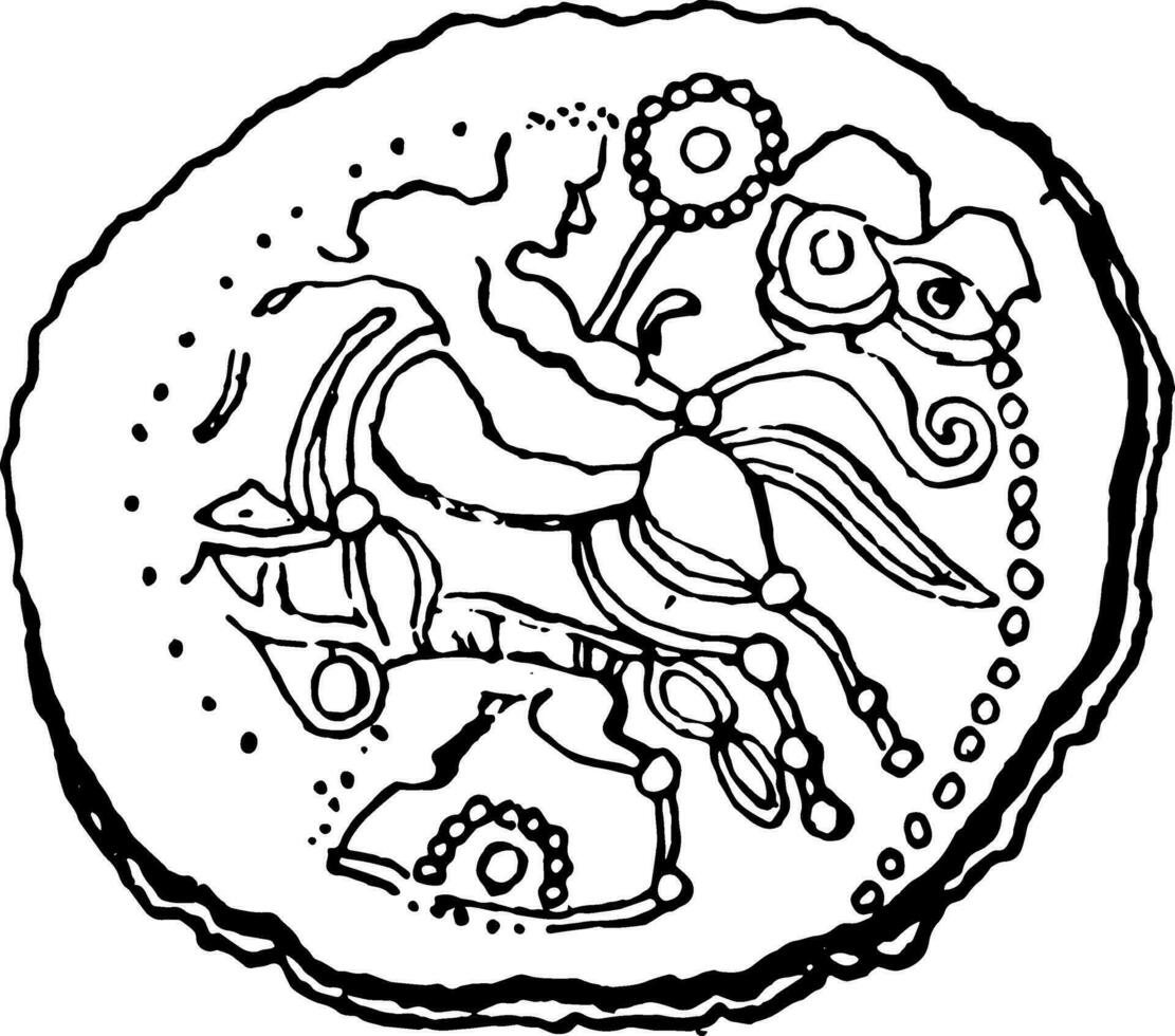 Gallic Coin vintage illustration. vector