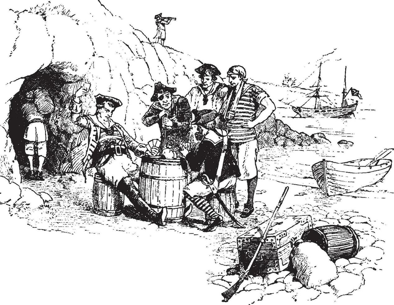 Pirates, vintage illustration vector