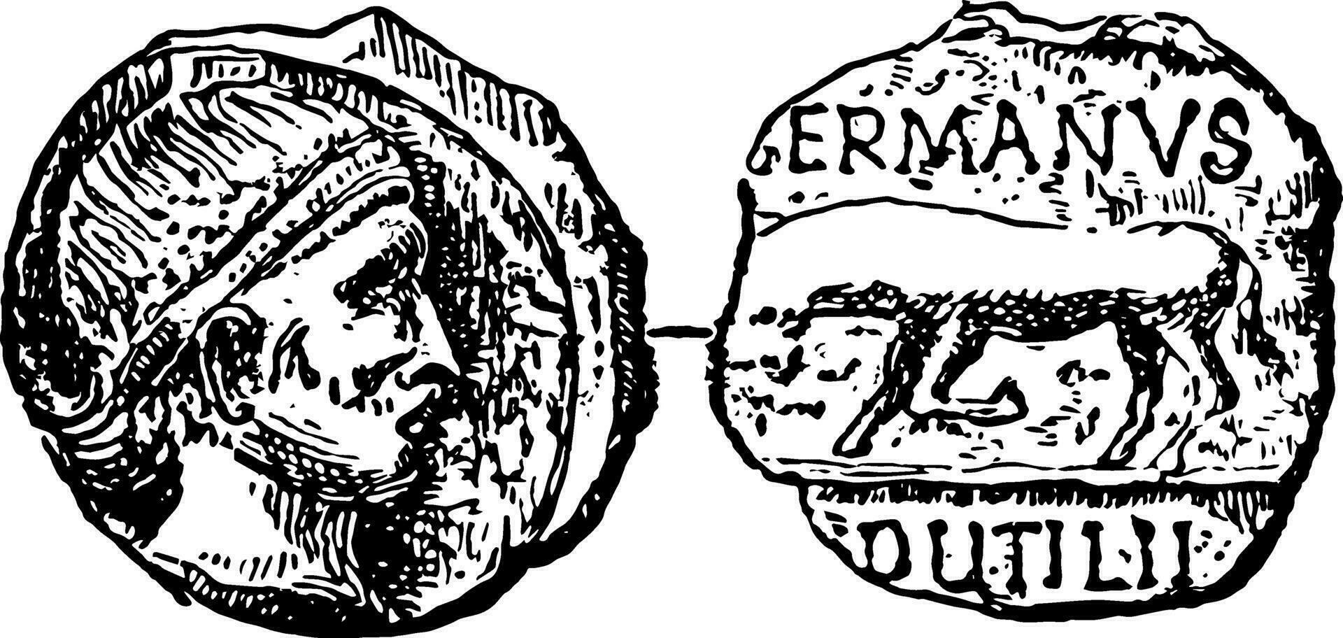 gálico moneda Clásico ilustración. vector