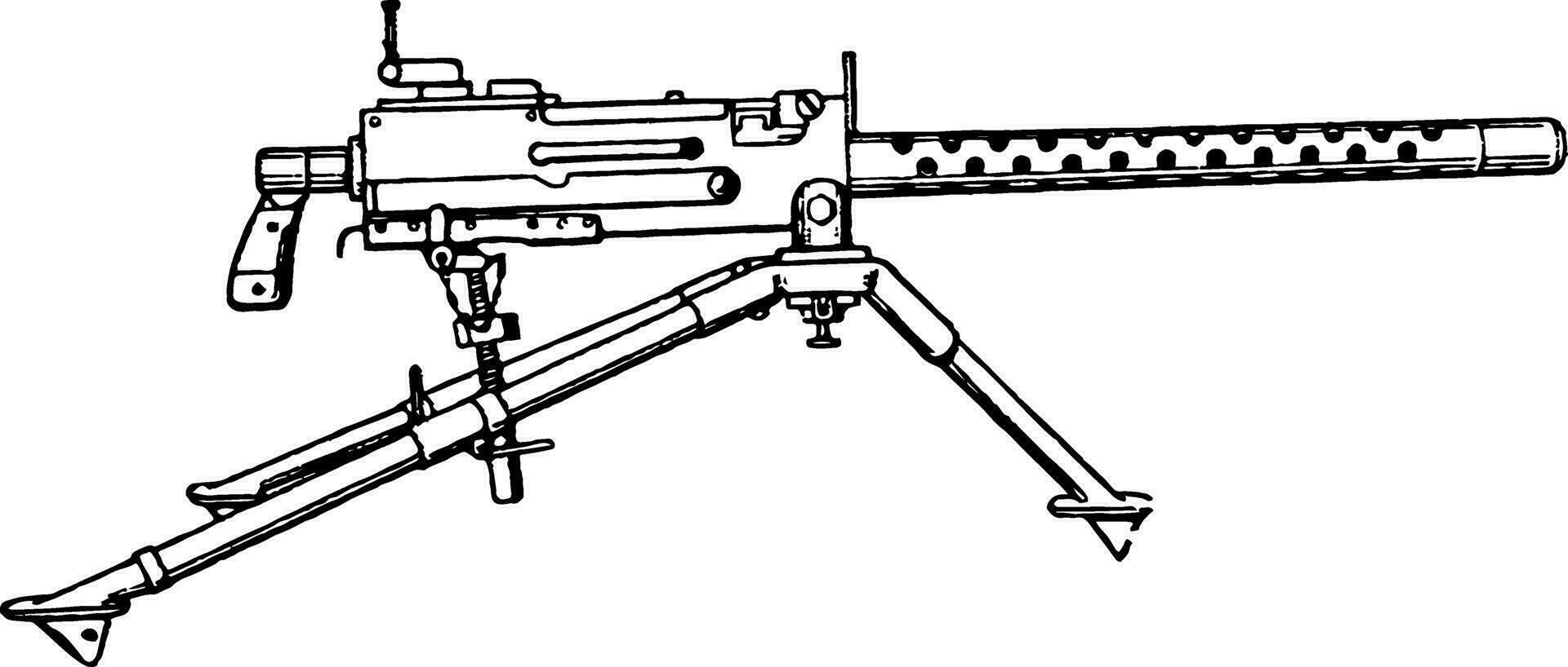 browning máquina pistola, Clásico ilustración. vector